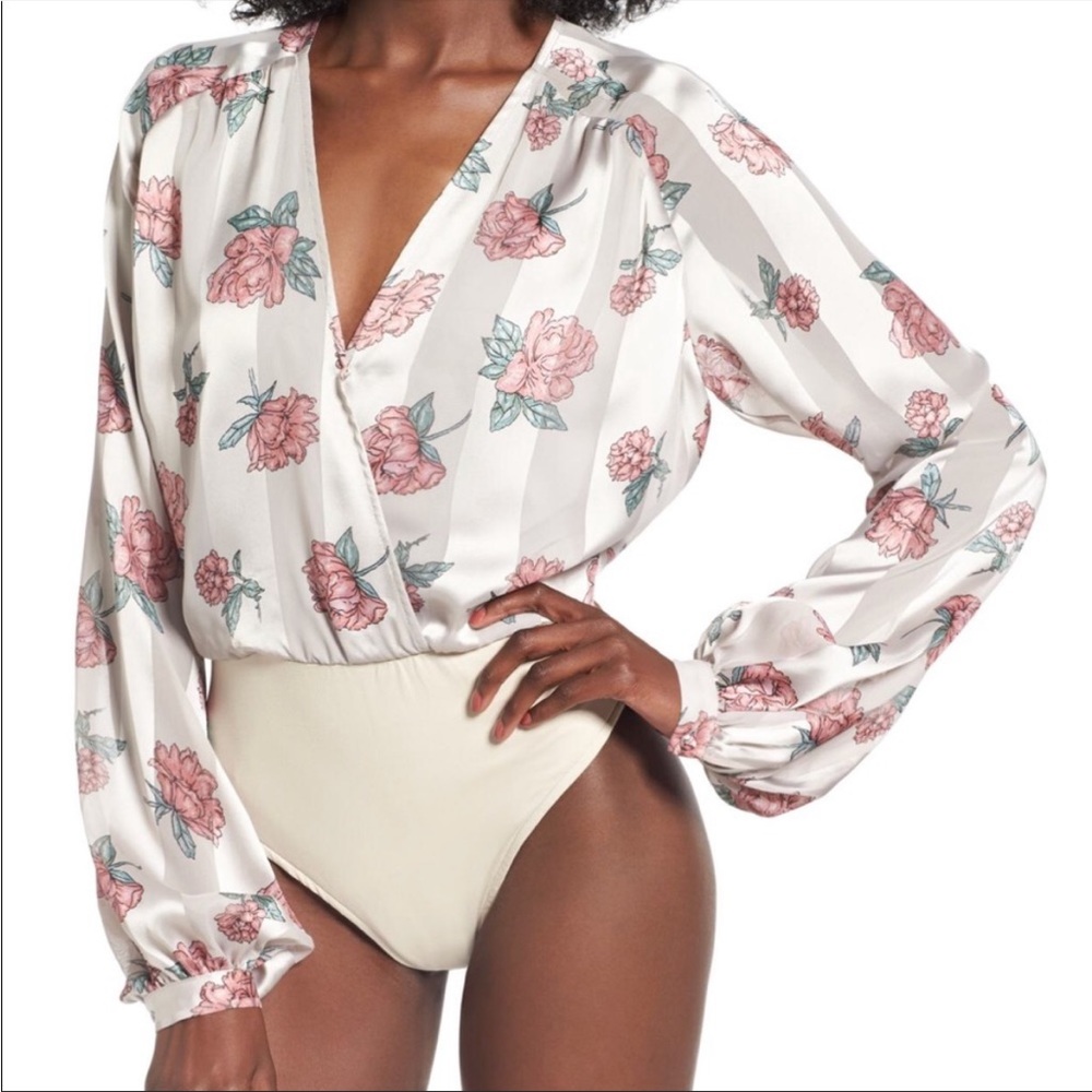 Lovers + Friends Layla Garden Floral Long Sleeve Bodysuit Size Small